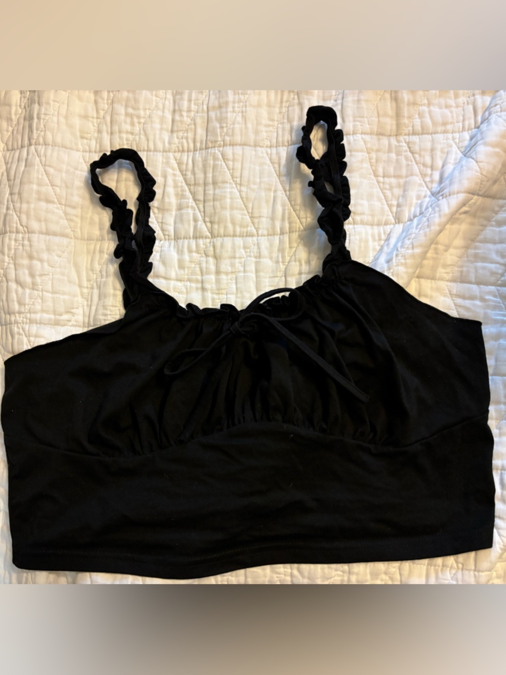 SHEIN Black Ruched Crop Camisole